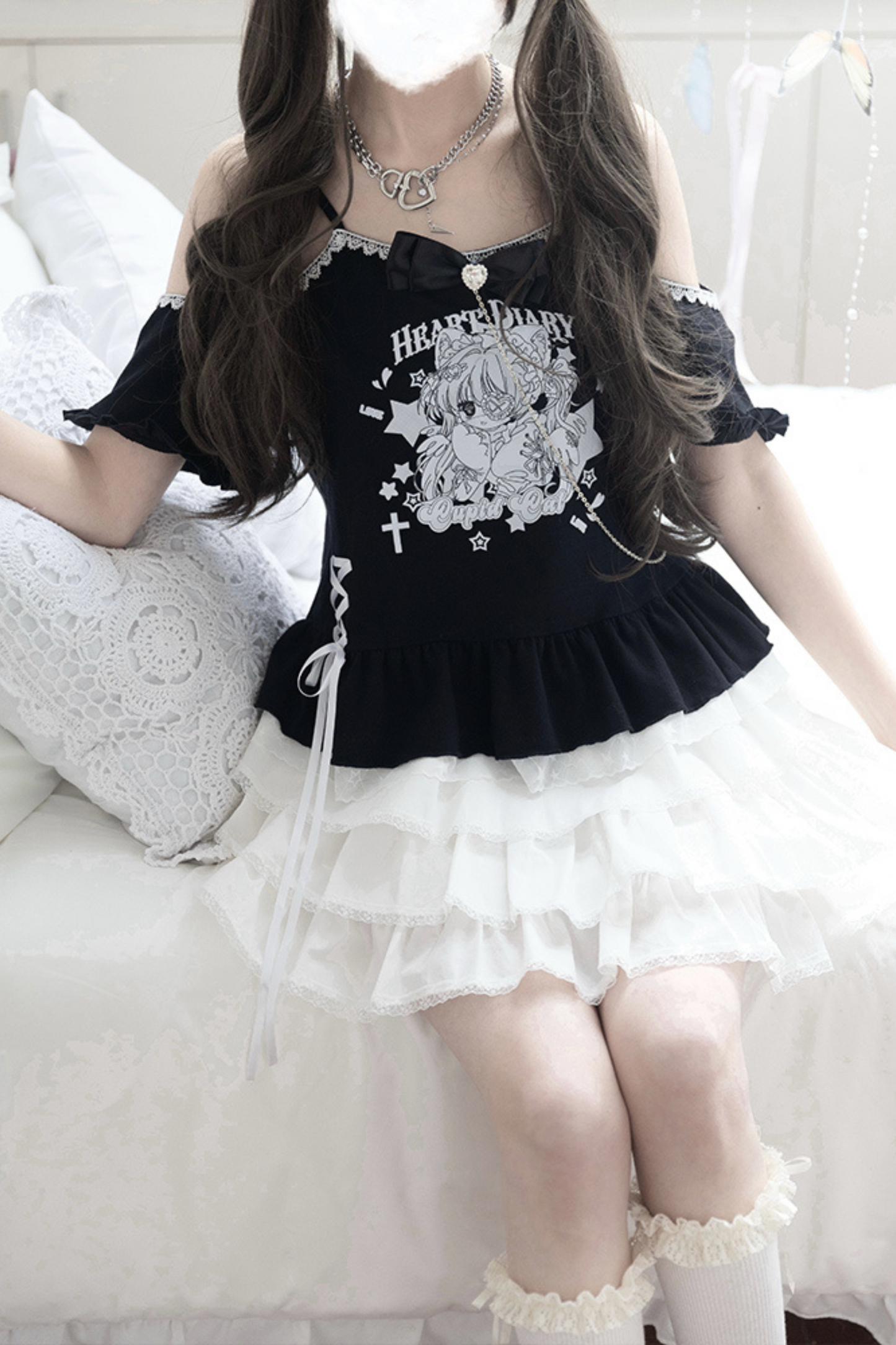 ソフトブラックキャットガールトップス＋ケーキスカート