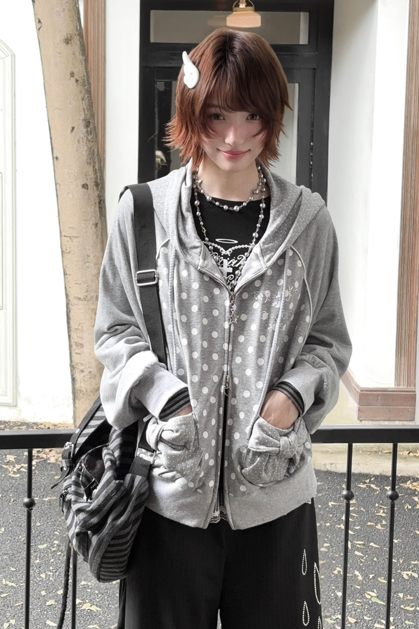 Y2K Dot Design Hoodie