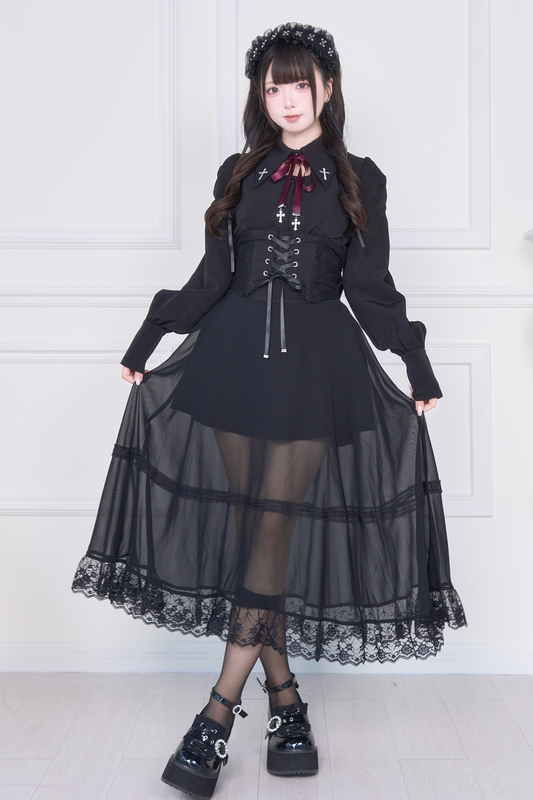 シアーロングメッシュスカート