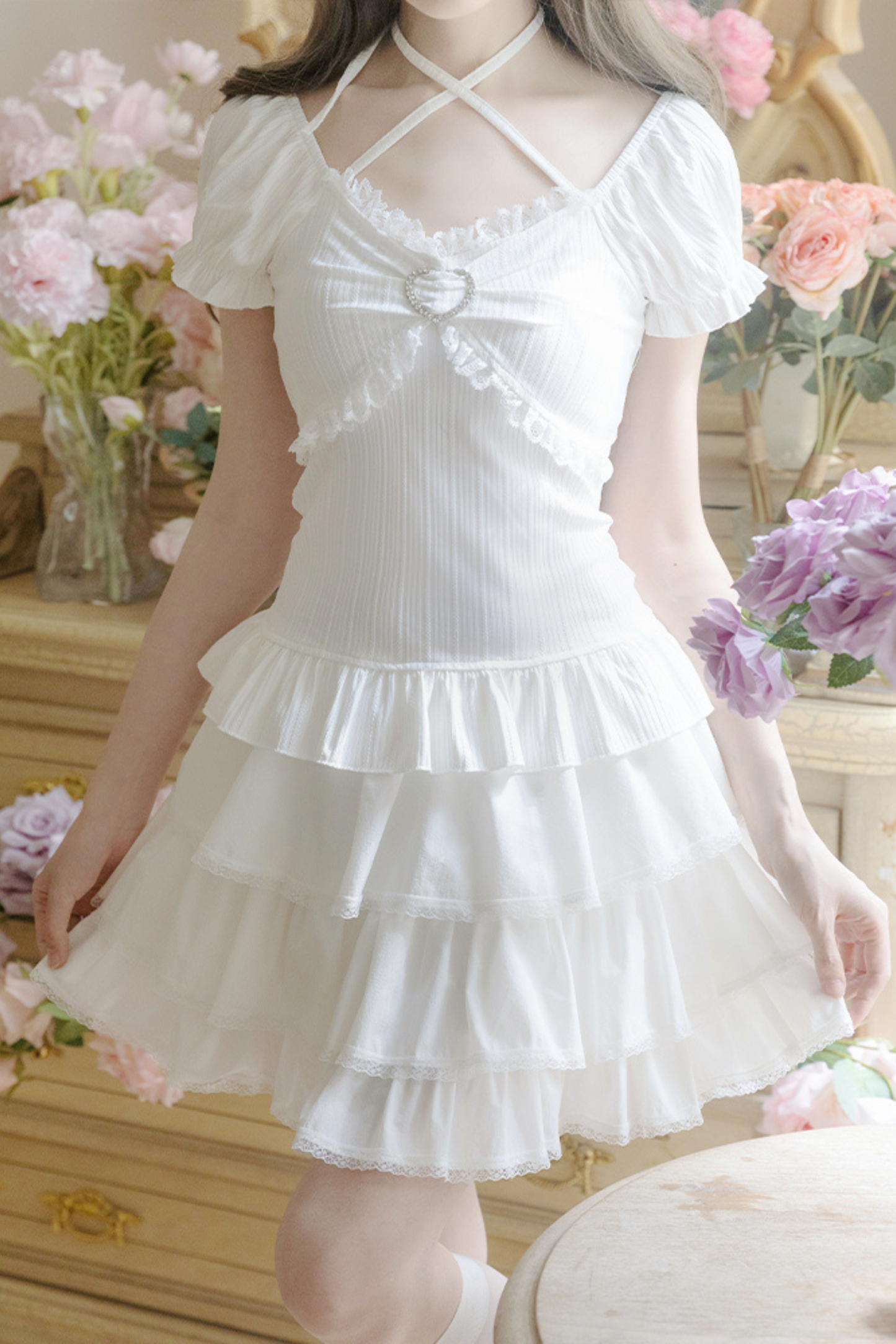 Stone Heart Cake Skirt Two Piece Set Up