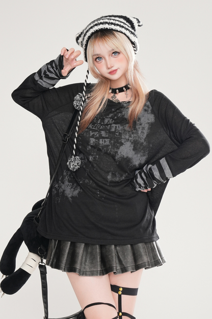 Striped Patchwork Faux Two-Piece Tops