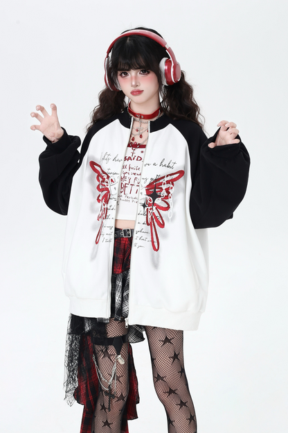 Butterfly Bicolor Loose Hoodie