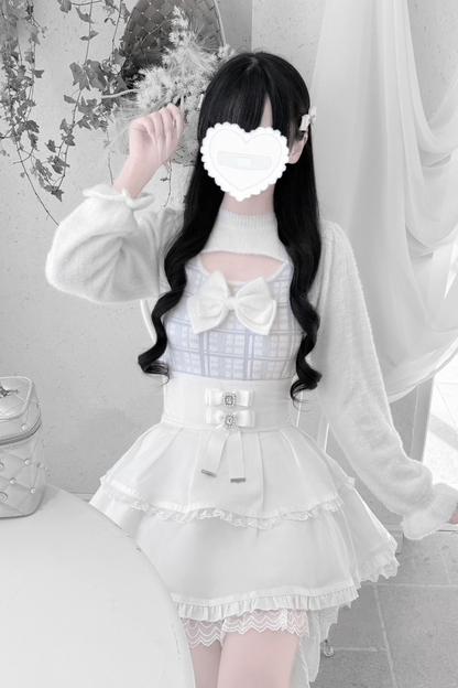 Ribbon Checked Open Chest Sweater