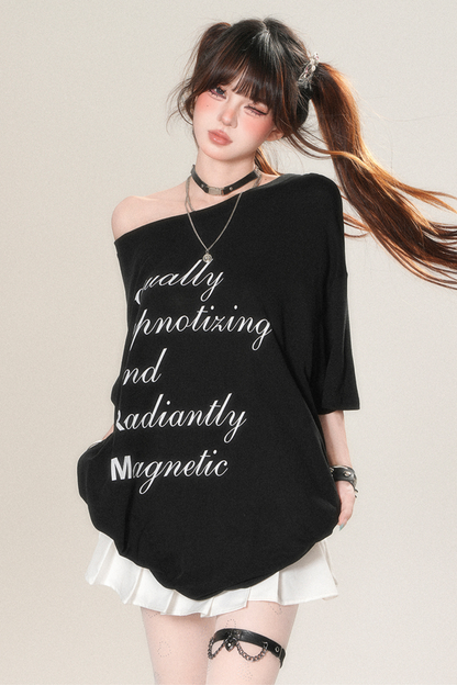 アメリカンレターワンショルダールーズトップス