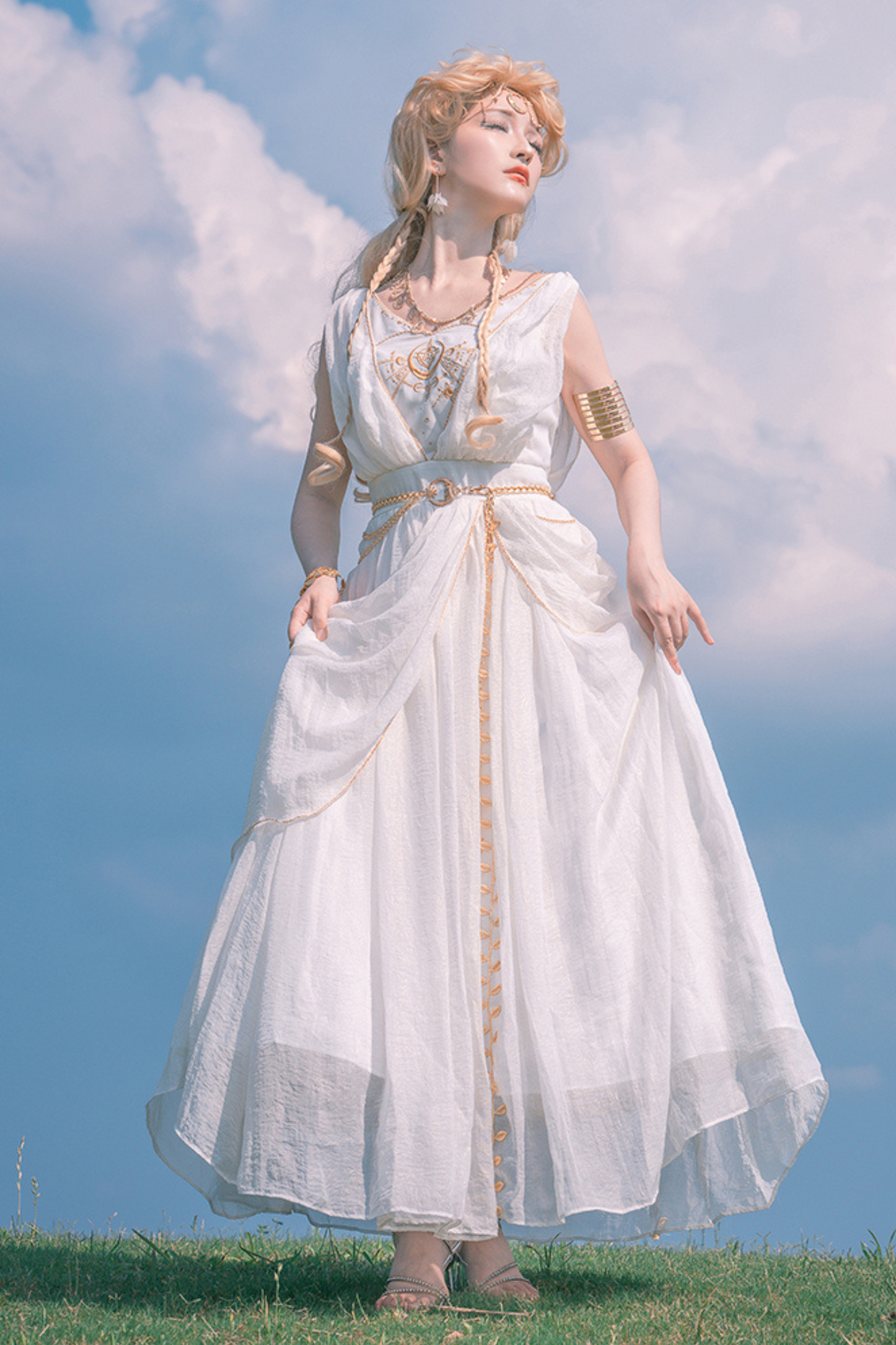 Exotic Elegant Kula JSK with waist chain + shawl + bracelet + necklace