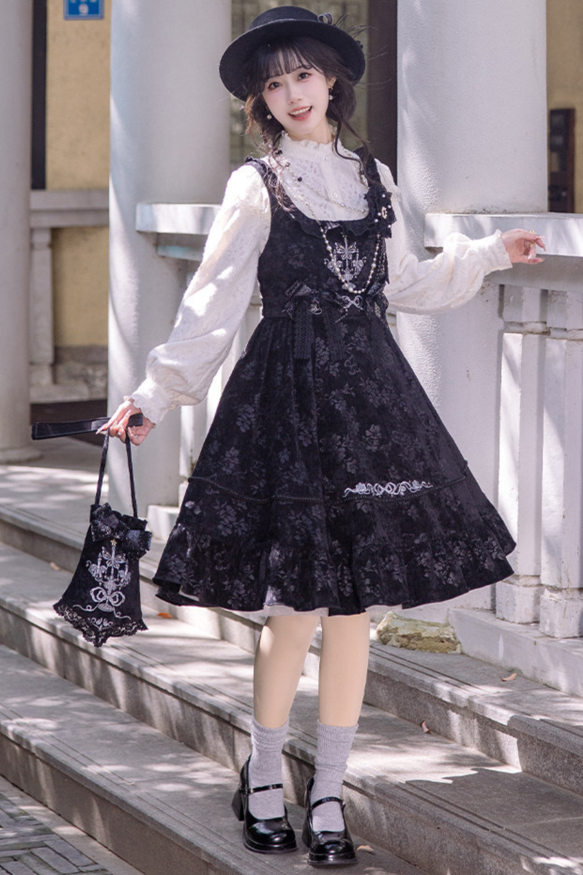 Candlelight Antique Lace Dress + Vest Dress + Bag + Brooch – Belchic
