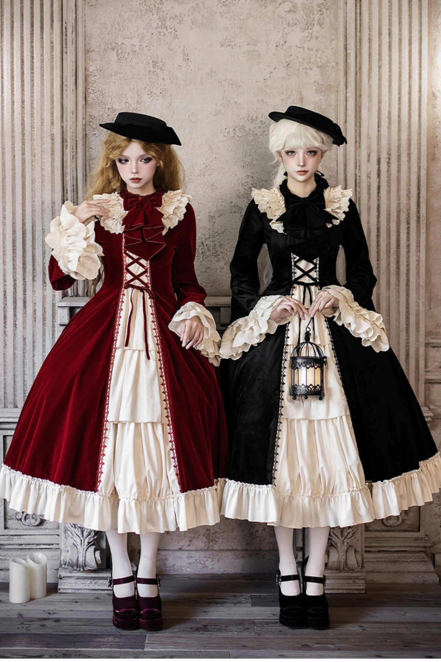 クラシカルエレガントドレス+カラー+リボン+ハット