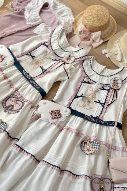 Retro Bear Puff Sleeve Dress + Sleeveless Dress