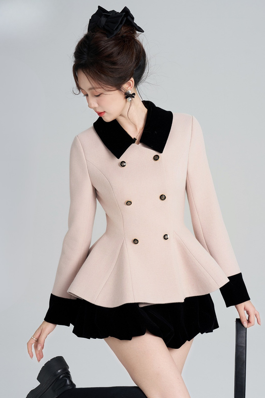 フレンチスイートピンクフレアコート+スカート