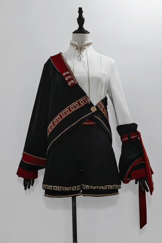 レトロスタンドカラーシャツ+ハーフパンツ+ジャケット