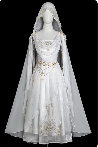 Märchenhaftes klassisches Lolita-Trägerkleid + Kapuzen-Cape