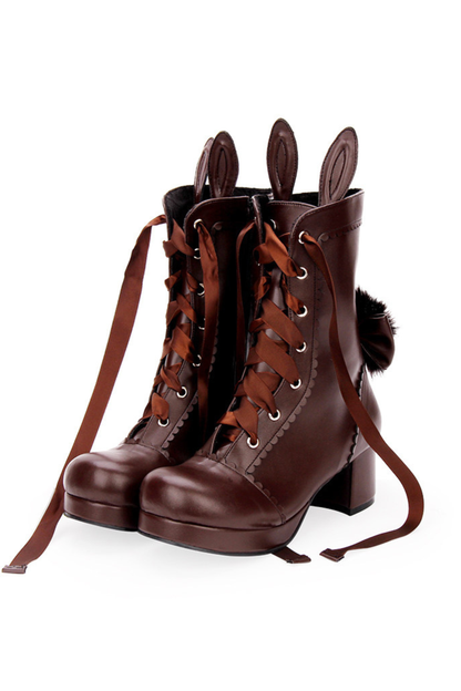 Lolita Bunny Ears Ribbon Boots