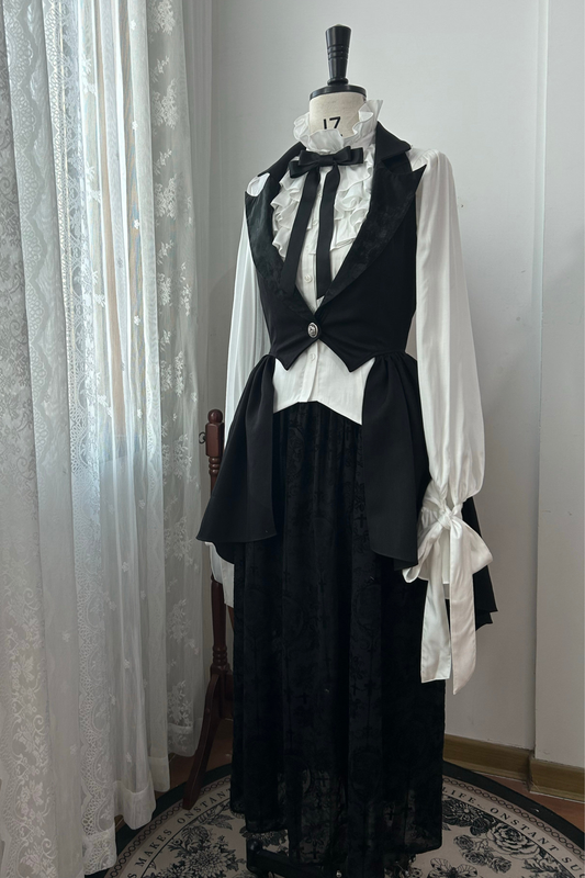 ゴシックロリータプリンスシャツ+スカート+ロングベスト
