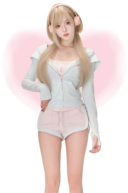 スイートハートミントトップス + サスペンダー + パウダーパンツ