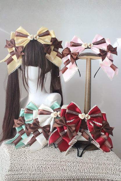 チョコレートバイカラービッグリボンカチューシャ