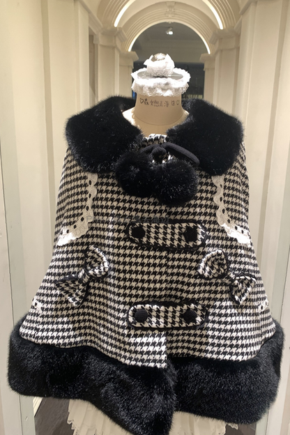 千鳥格子ケープコート