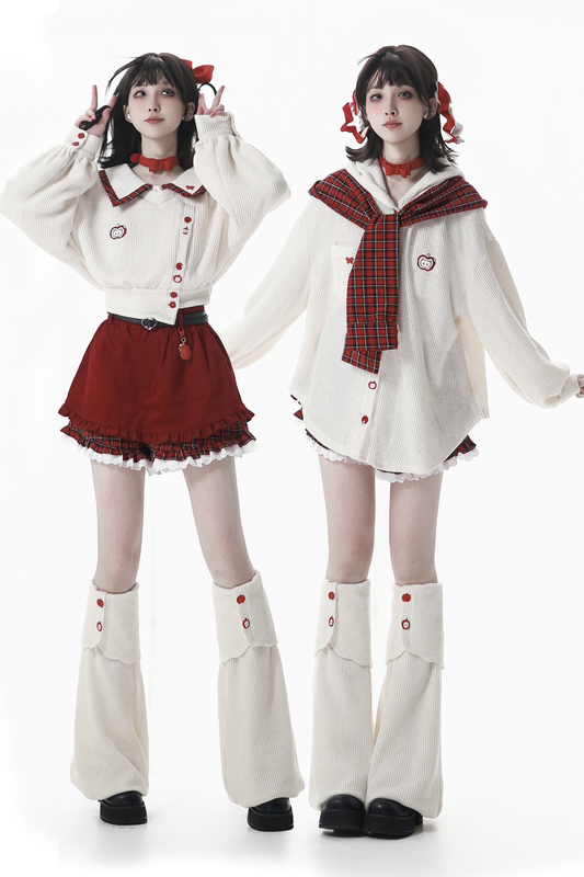 フルーツミルクフードジャケット+トップス+パンツ+レッグウォーマー