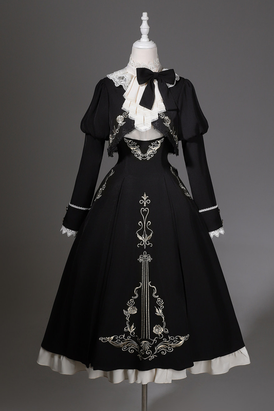 【予約商品】ゴシックダークサスペンダーロングドレス+シャツ+ジャケット