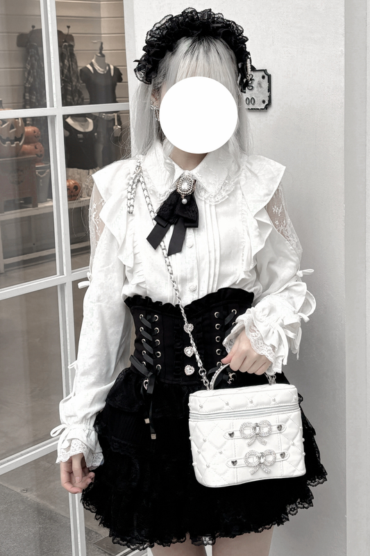 パールラインストーンレースボックスバッグ