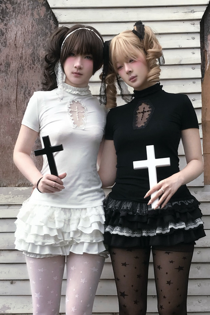 Cross Stitch Gothic Girl Top + Ruffle Pumpkin Pants