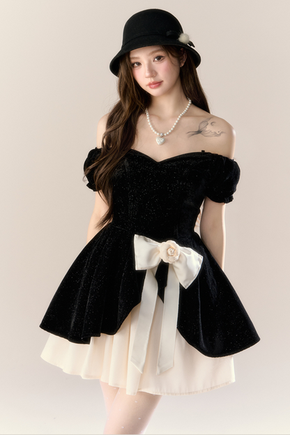 ベルベットフレンチブラックドレス