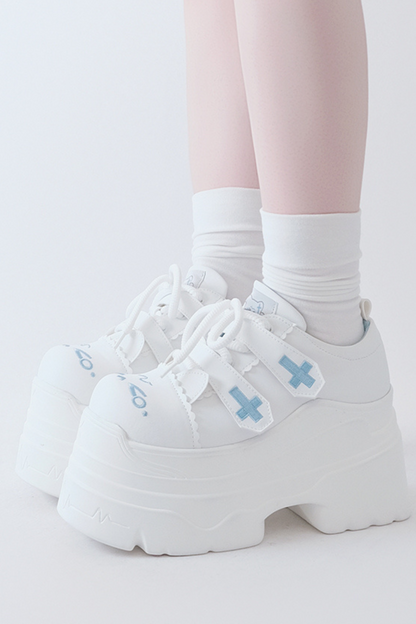 [Angel Neighborhood👼] Subculture cross thick-soled shoes