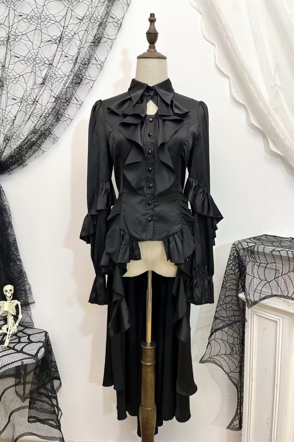 トレイリングショールプリンスアウトフィットゴシックトップス