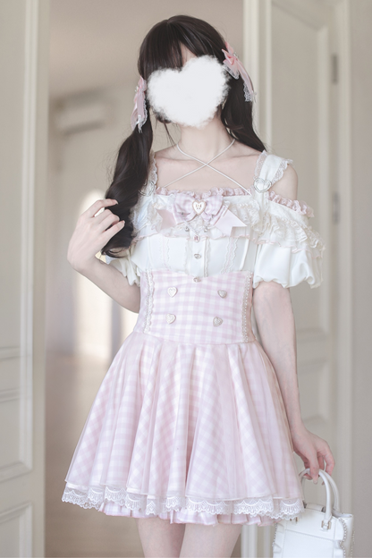 【予約商品】量産オフショルダートップス+ハイウエストスカート