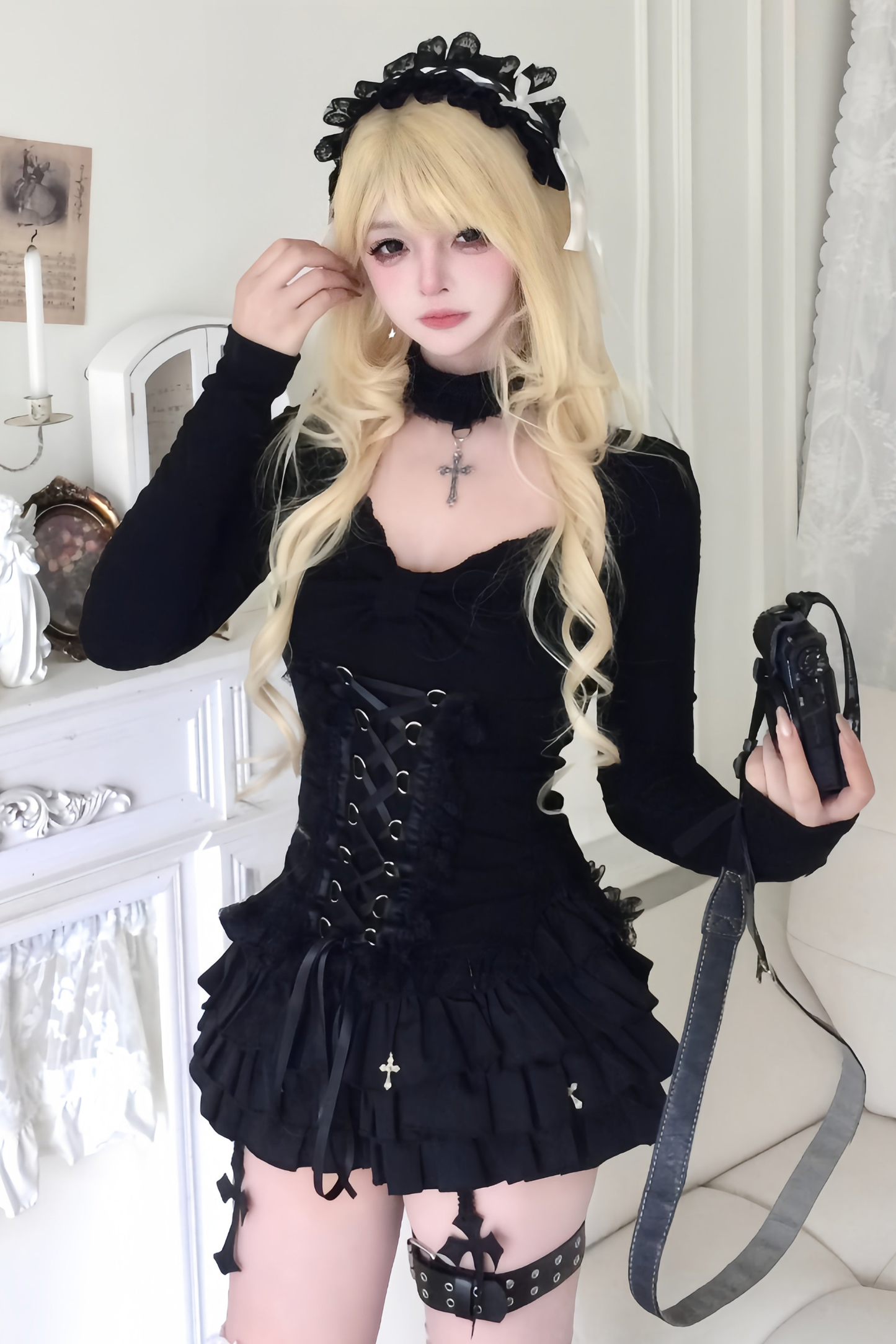 Lace Patchwork Dark Top