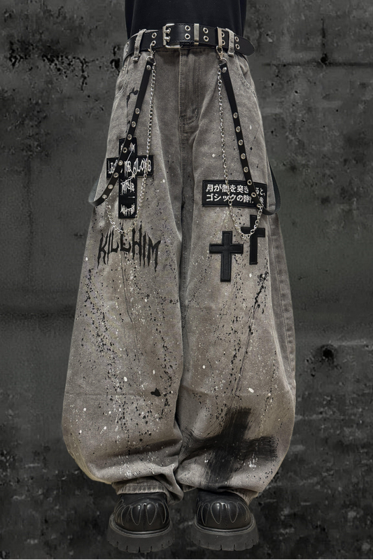 クロスモードワイドデニムパンツ+ベルト