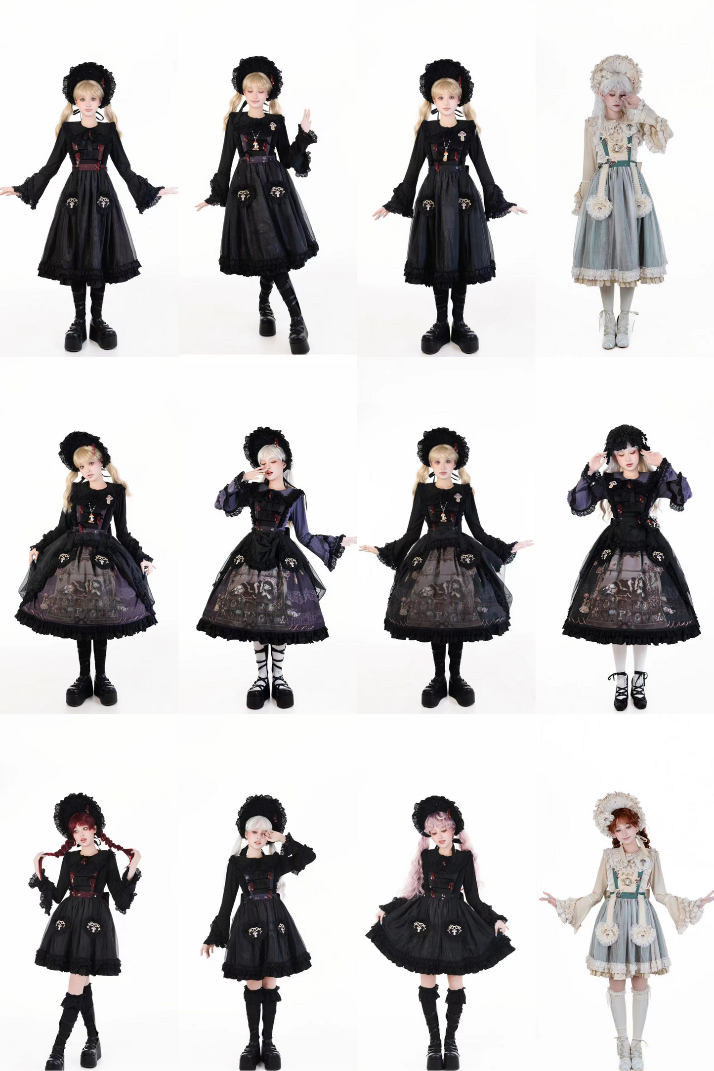 リフティングビーズゴシックストラッププリントドレス