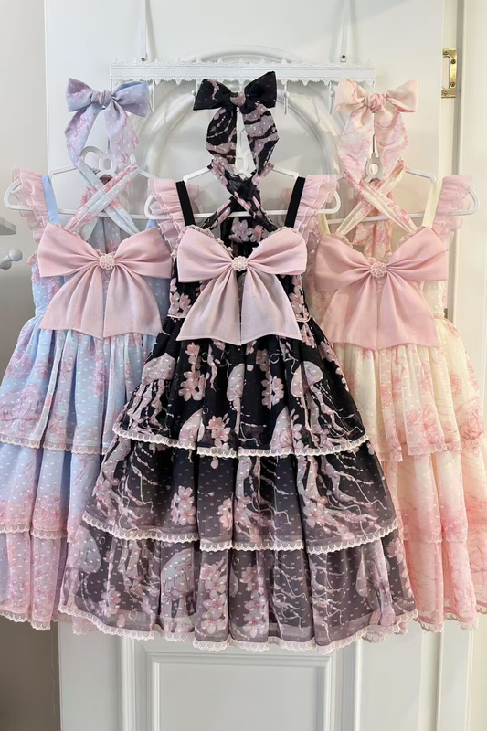 スイートジェリーフィッシュノースリーブロリータドレス