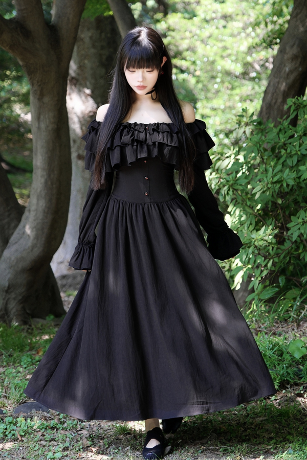 One Shoulder Mode Cape Lace Dress