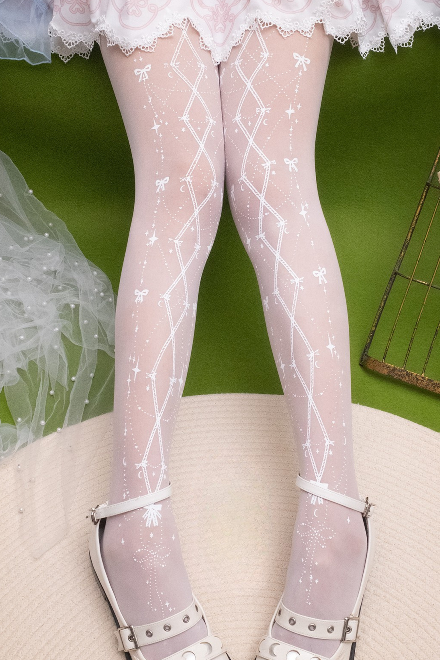 レースアッププリンセスロリータタイツ