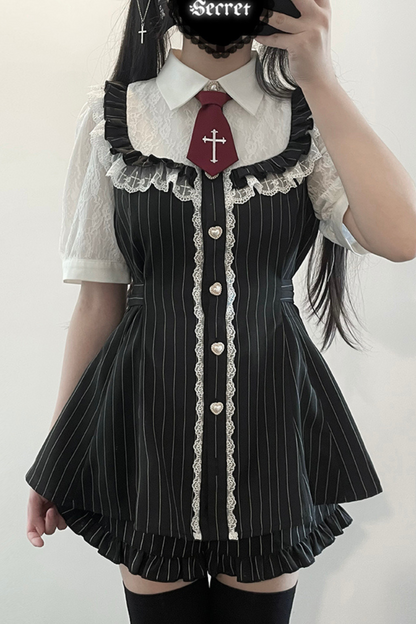 Heart Mine Mass Production Lace Doll Dress + Shorts + Tie