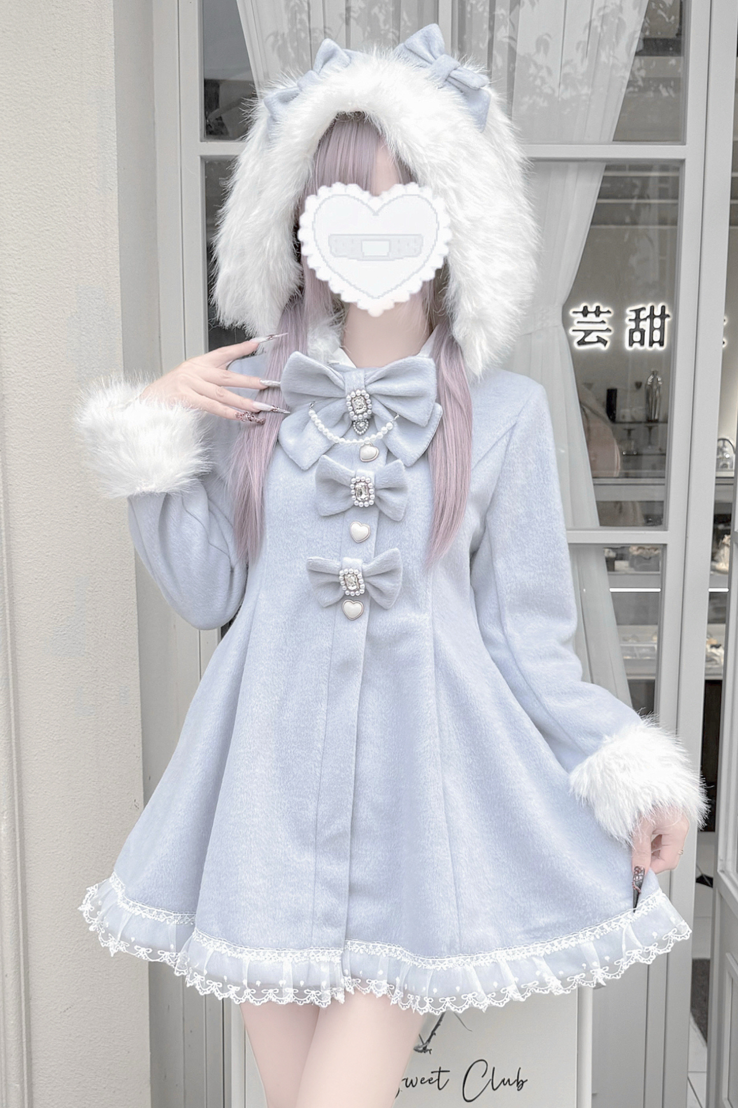 うさ耳ファーフードドールコート