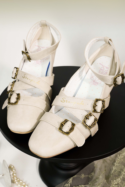 レトロロリータスクエアヒールシューズ