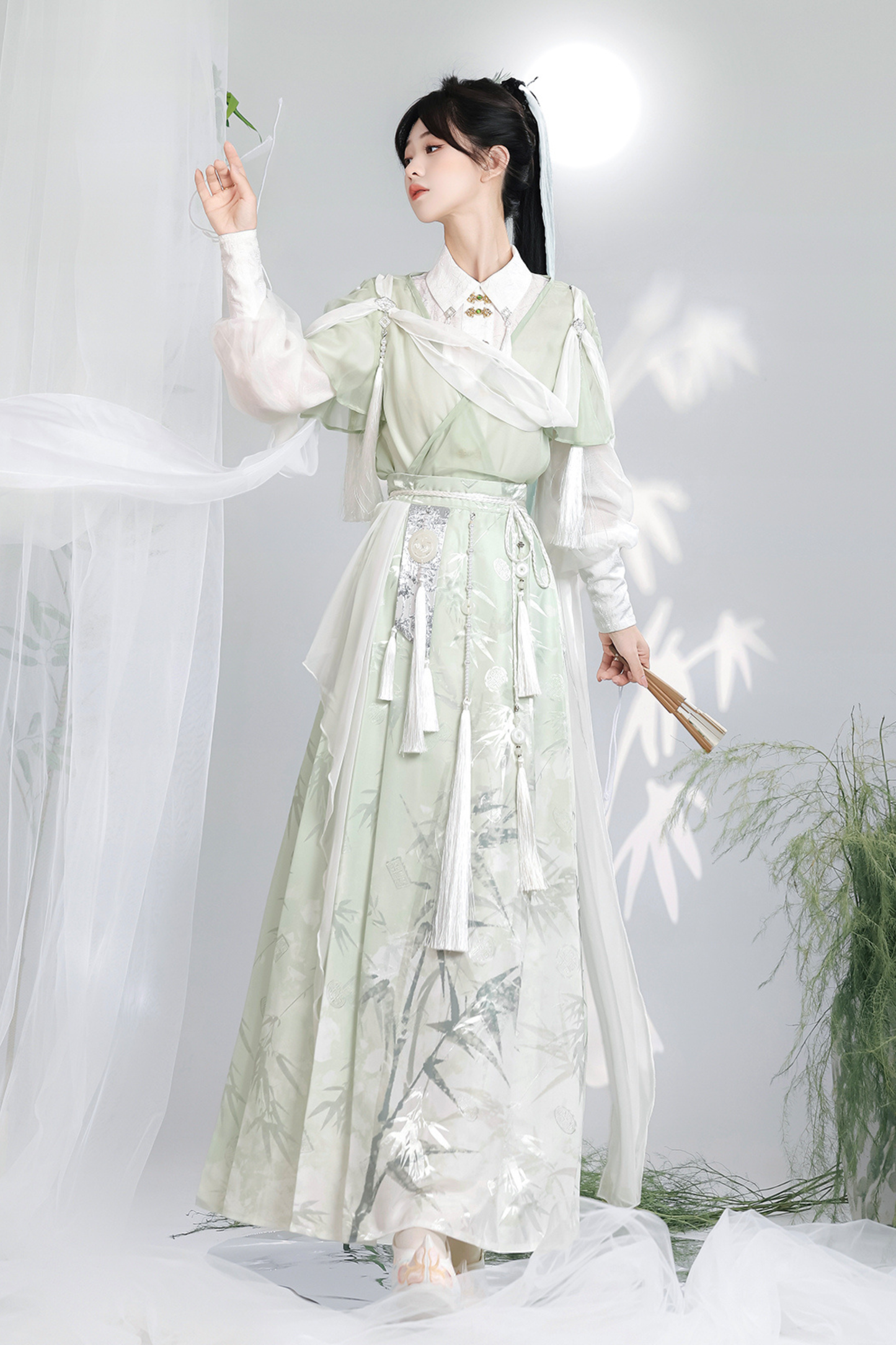 Forest Roman China Top + Outerwear + Skirt