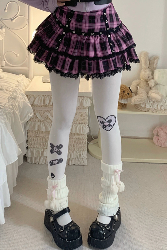 Stretch Lolita Velvet Print Socks