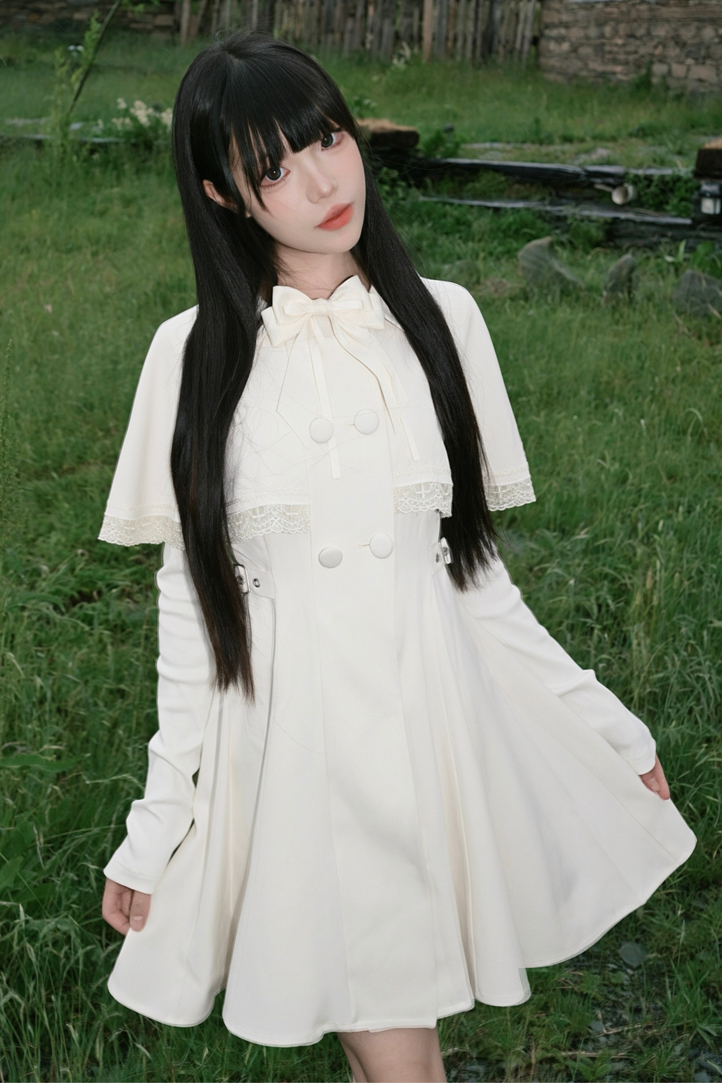 Cape Dark White Girl Dress