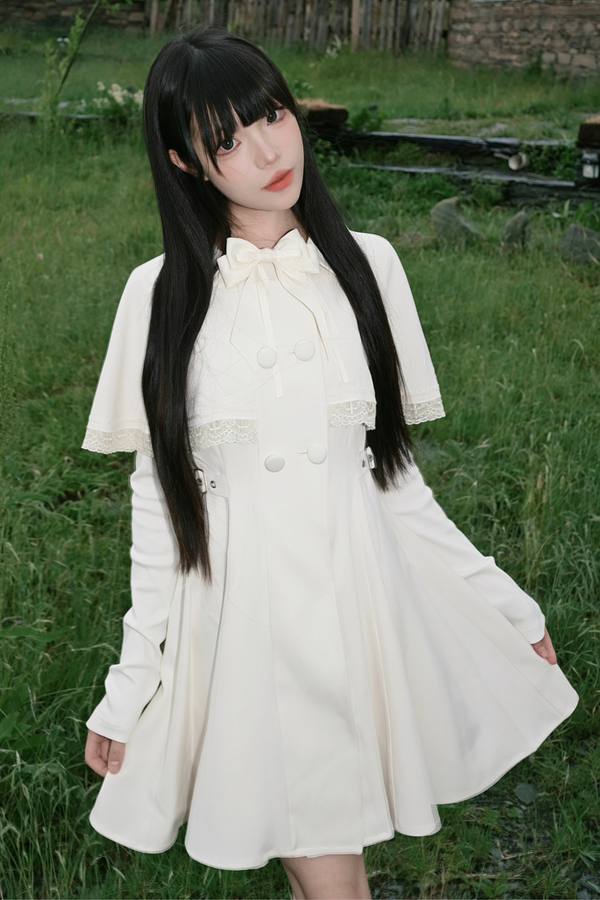 Cape Dark White Girl Dress