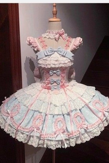 Butterfly Princess Lolita Dress + Petticoat + Clip + Frill Sleeve Shirt