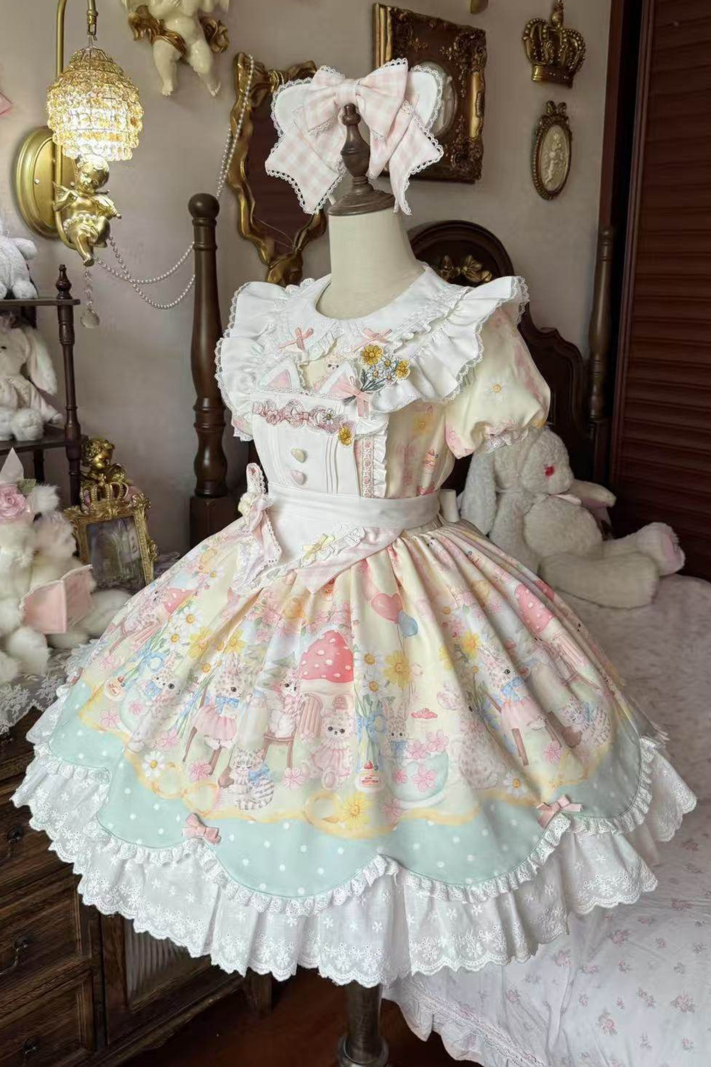 Pastel Angel Doll Lolita Dress + Headband + Ribbon
