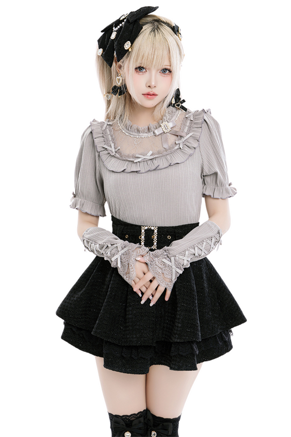 地雷ローズクリーム袖付きニット