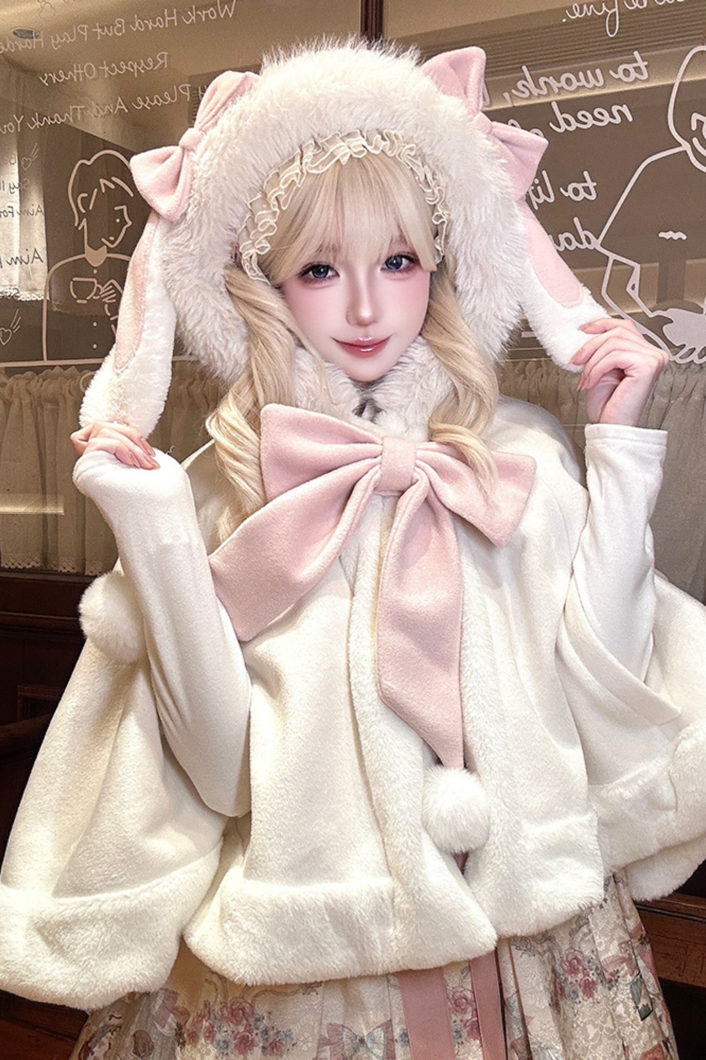 ファーバニーフードマント