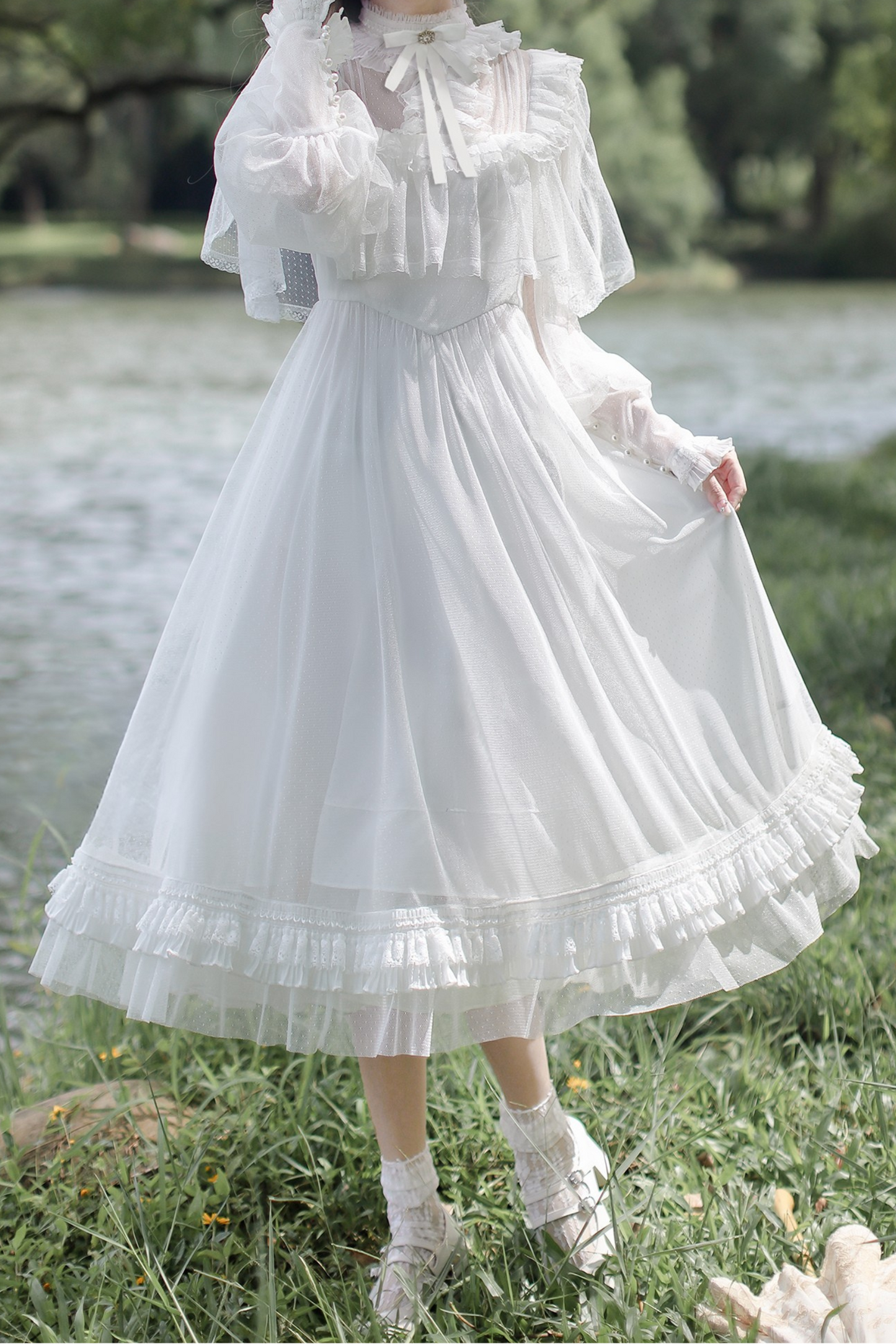 クラシステムエレガントドットガーゼワンピース