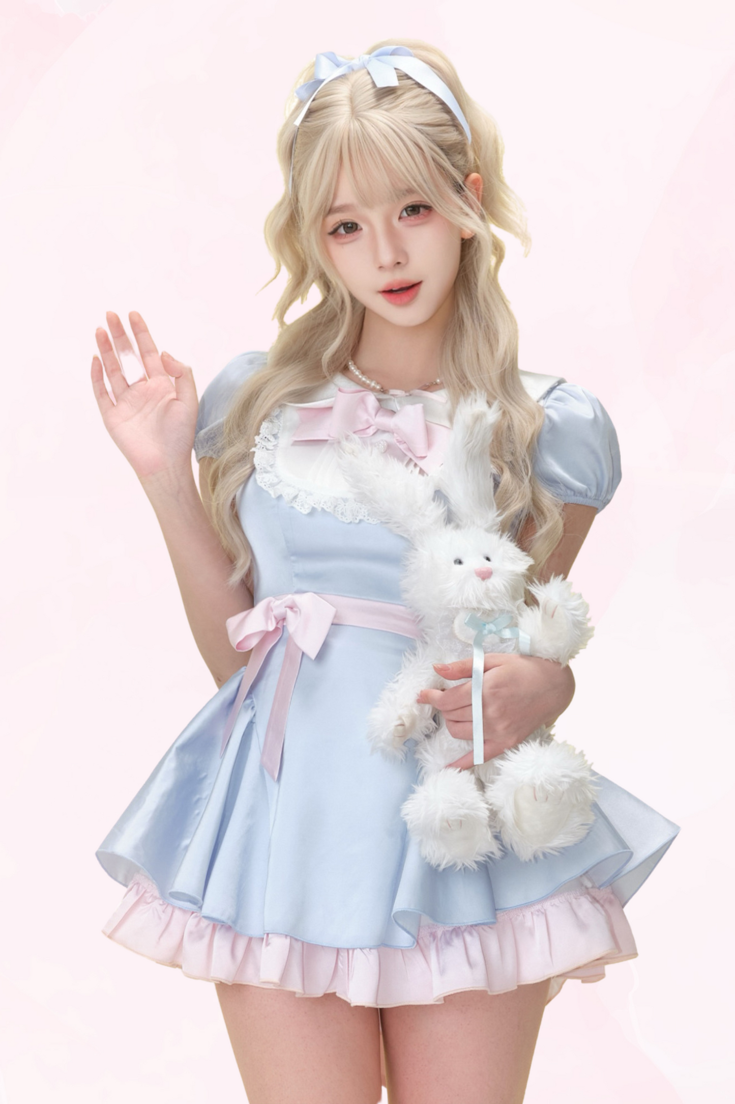 Teenage Coconut Moonlight Dress (with Ribbon) + Bubble Shorts