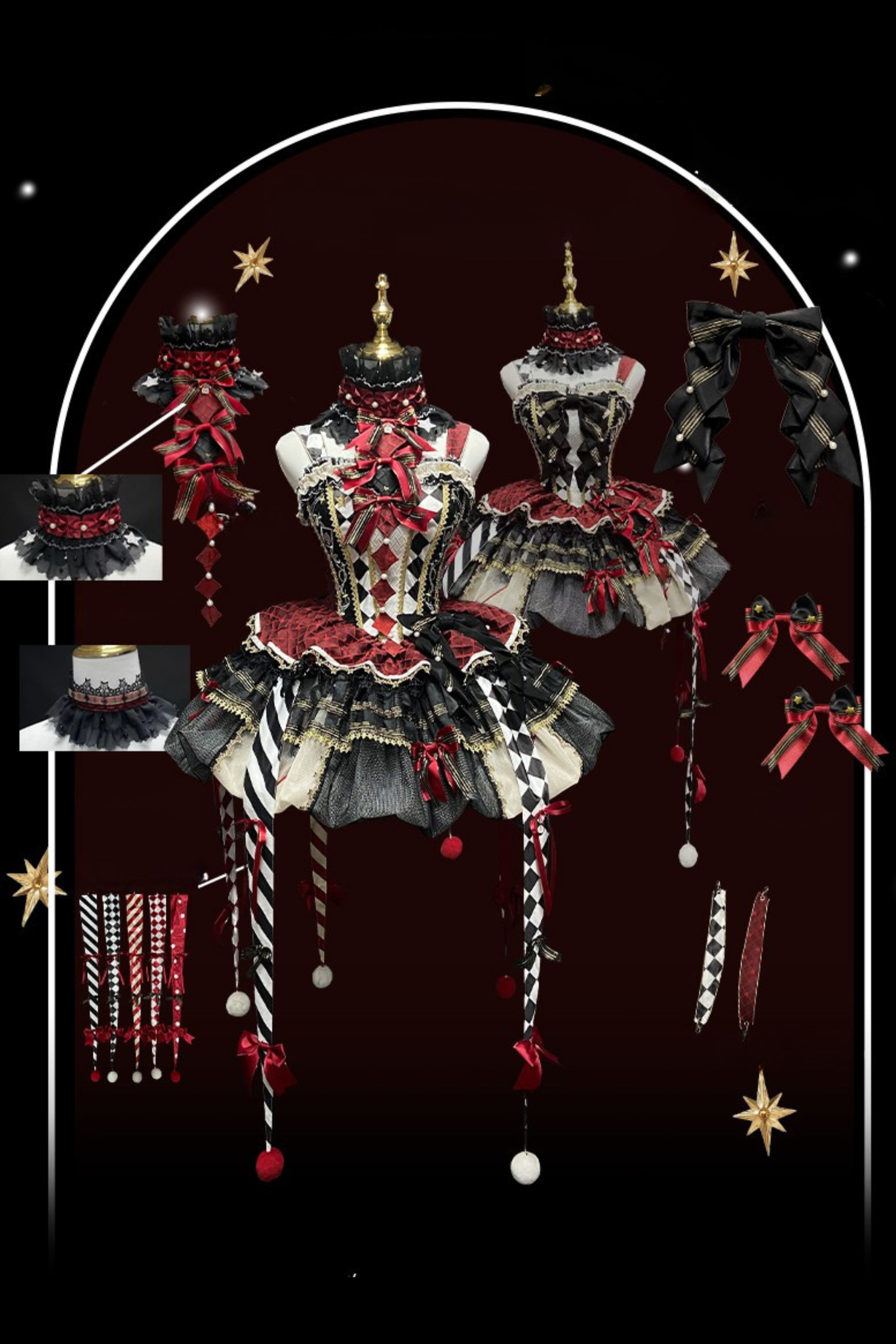【12月26日予約締切】サーカスクイーンブラックアンドレッドロリータピエロドレス＋フルセットA/B