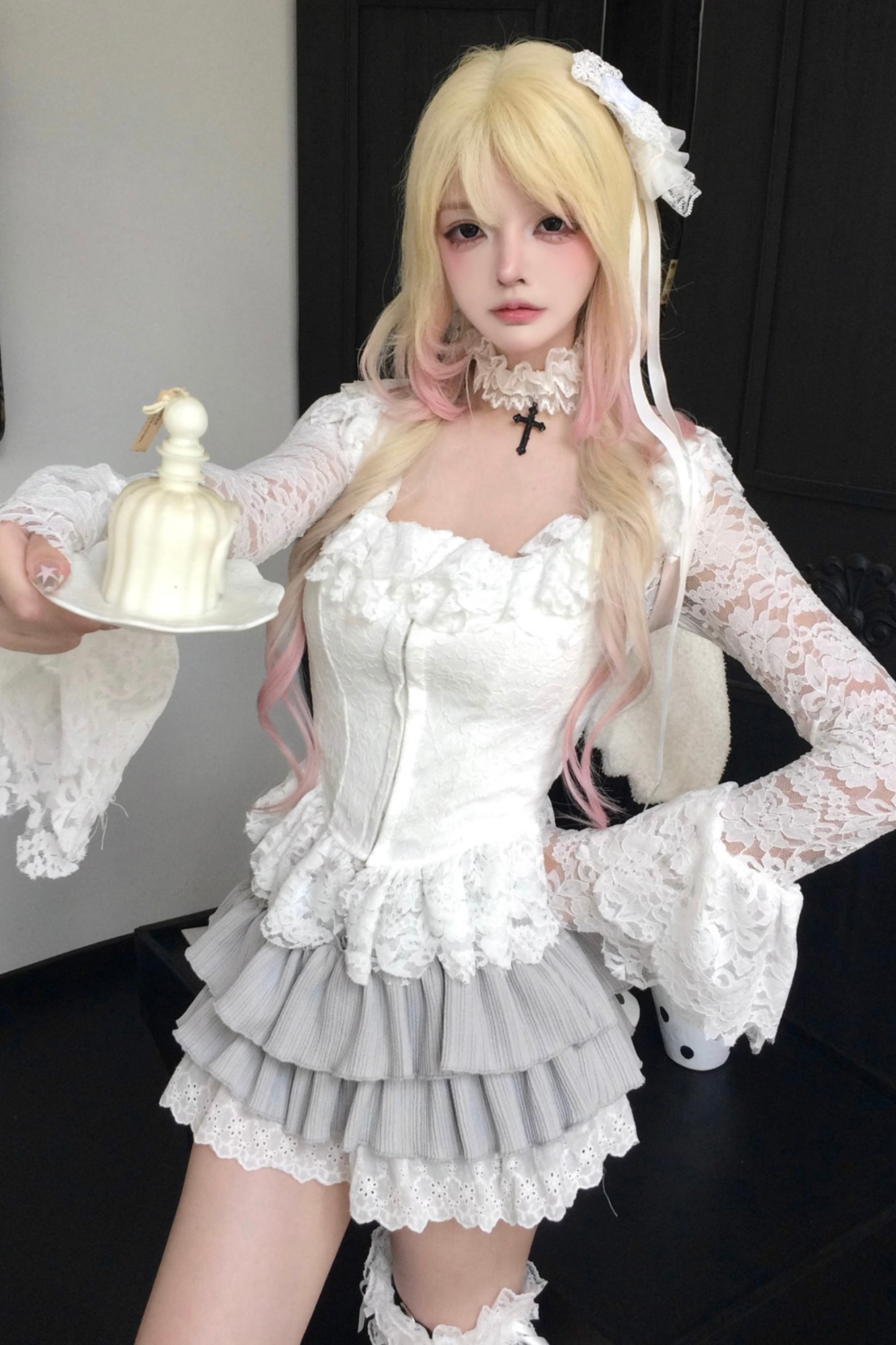 Lace Patchwork Long Sleeve Top