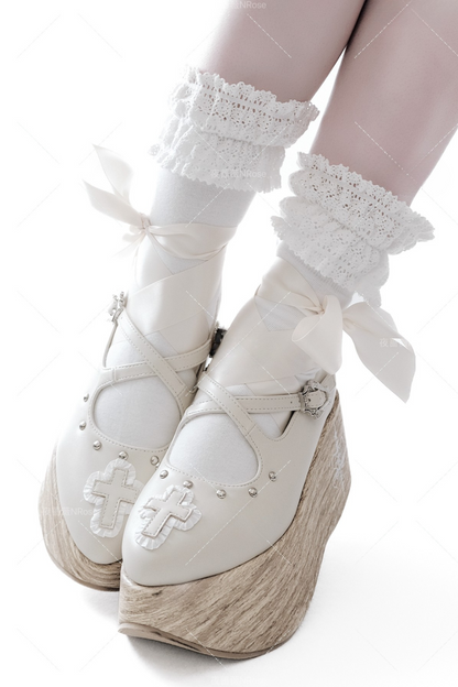 Platform Sole Lace-up Cross Shoes